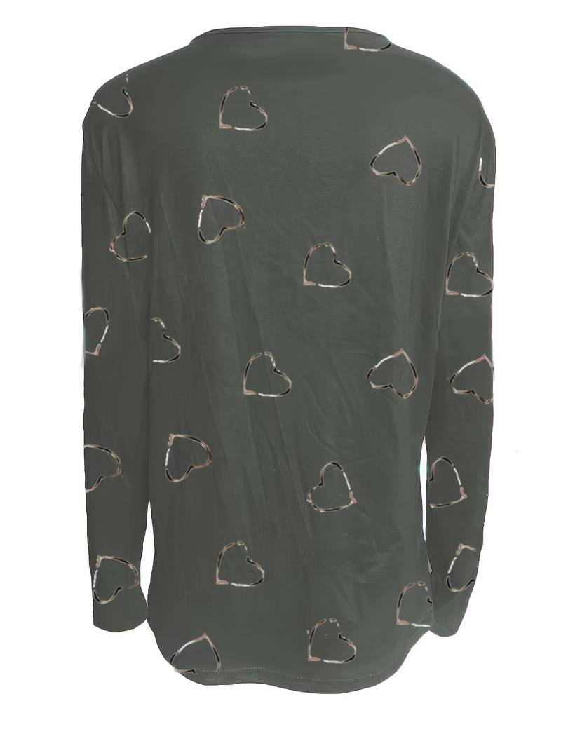 Romisha - T-Shirt with Heart Print and Zipper