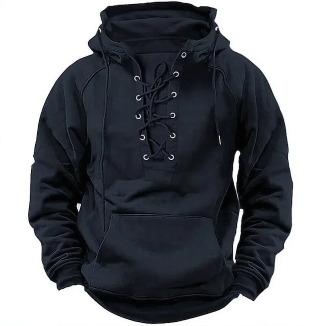 Ronan – Casual Hoodie with Lacing and Long Sleeves
