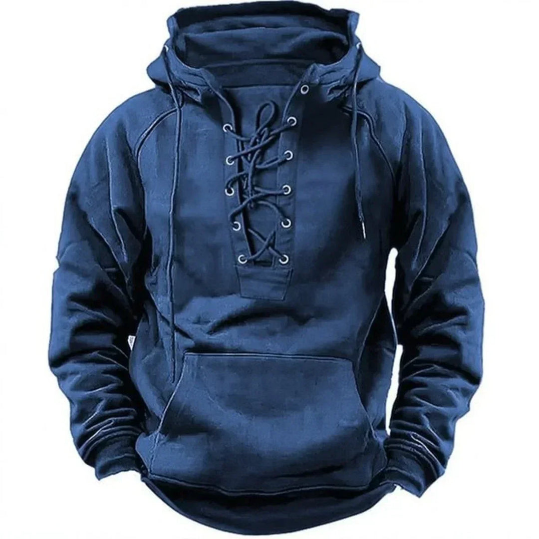 Ronan – Casual Hoodie with Lacing and Long Sleeves