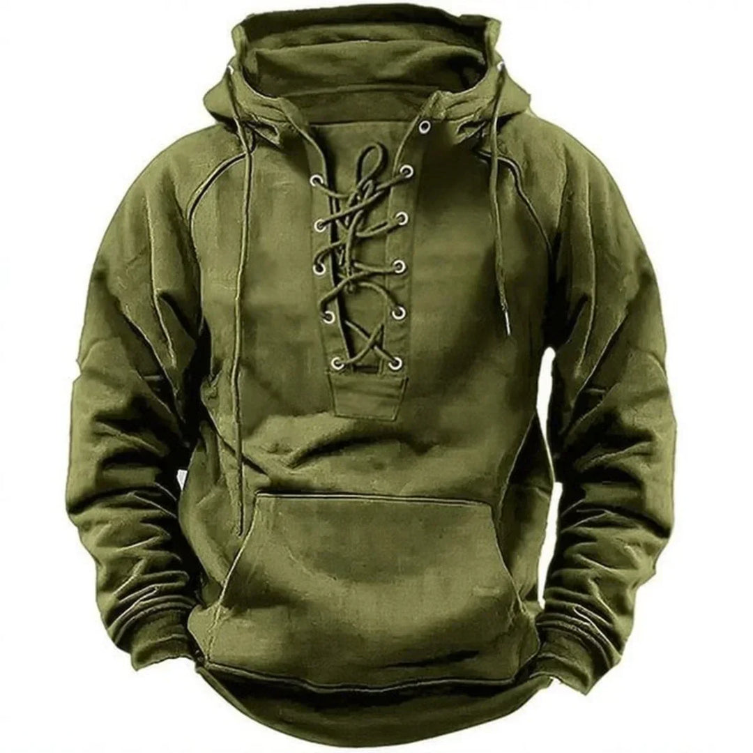 Ronan – Casual Hoodie with Lacing and Long Sleeves