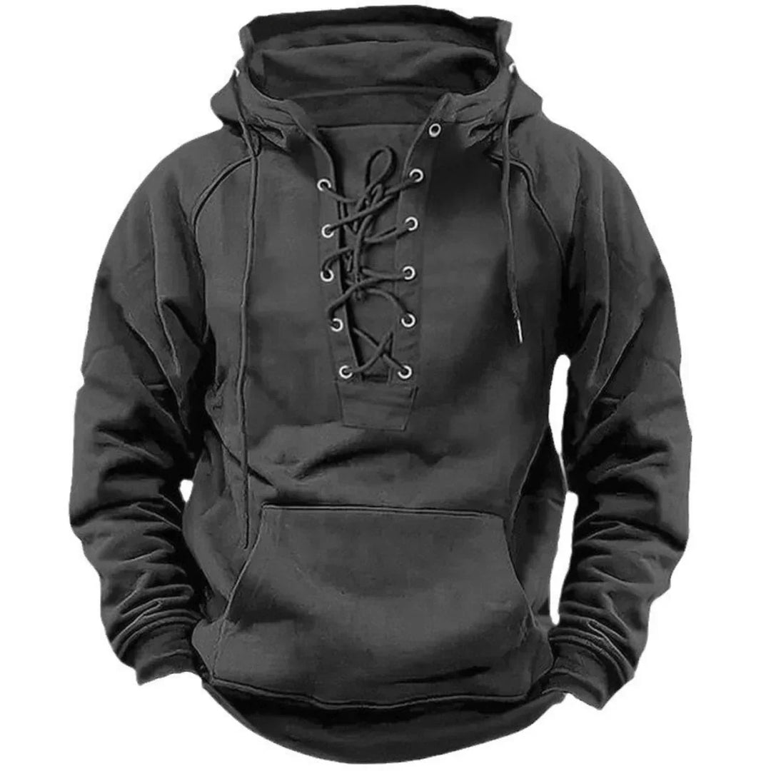 Ronan – Casual Hoodie with Lacing and Long Sleeves