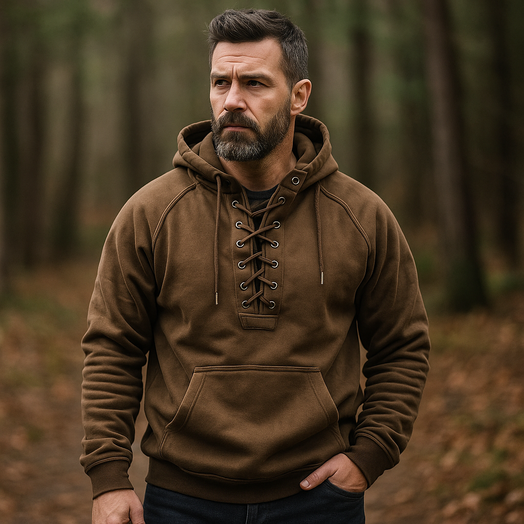 Ronan – Casual Hoodie with Lacing and Long Sleeves
