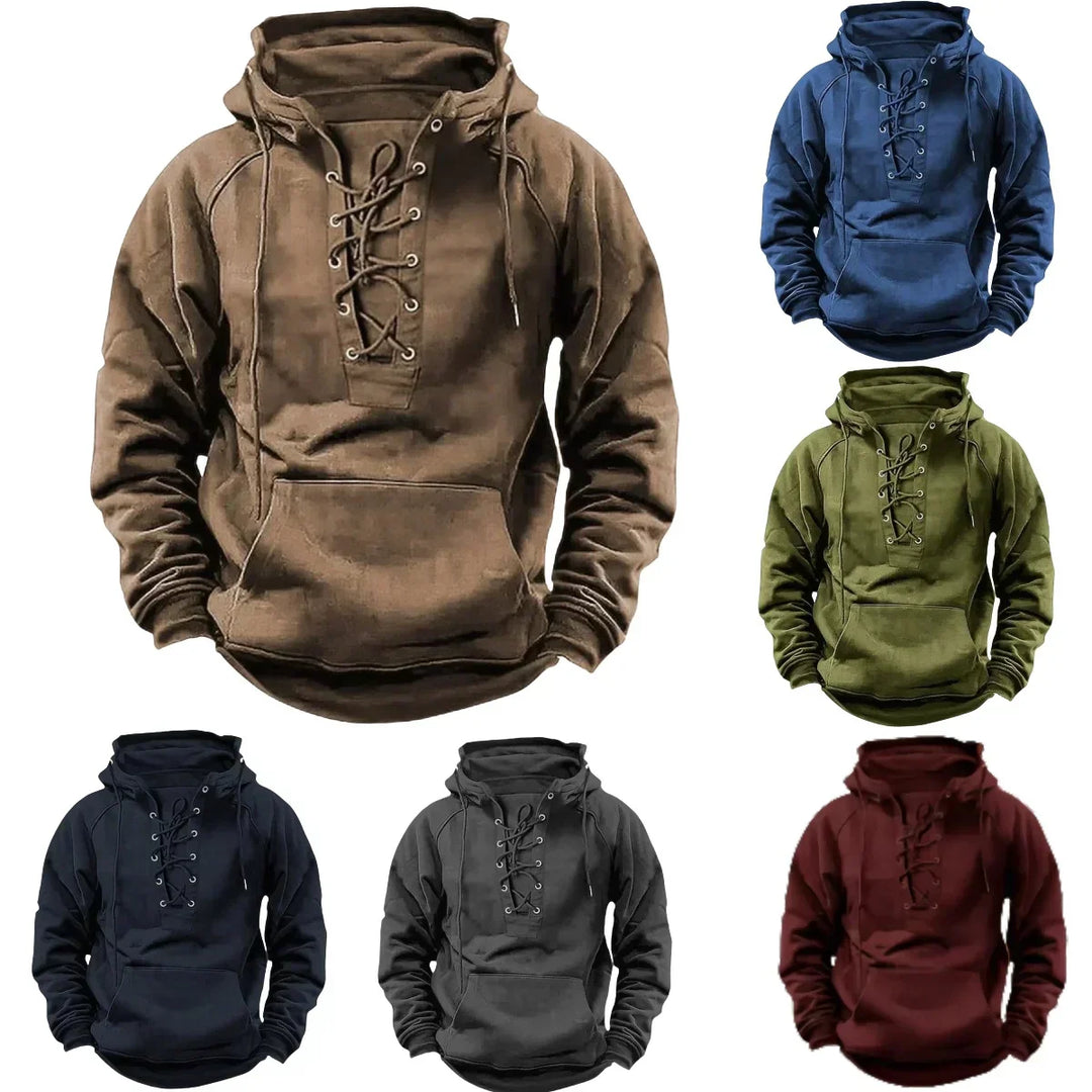 Ronan – Casual Hoodie with Lacing and Long Sleeves