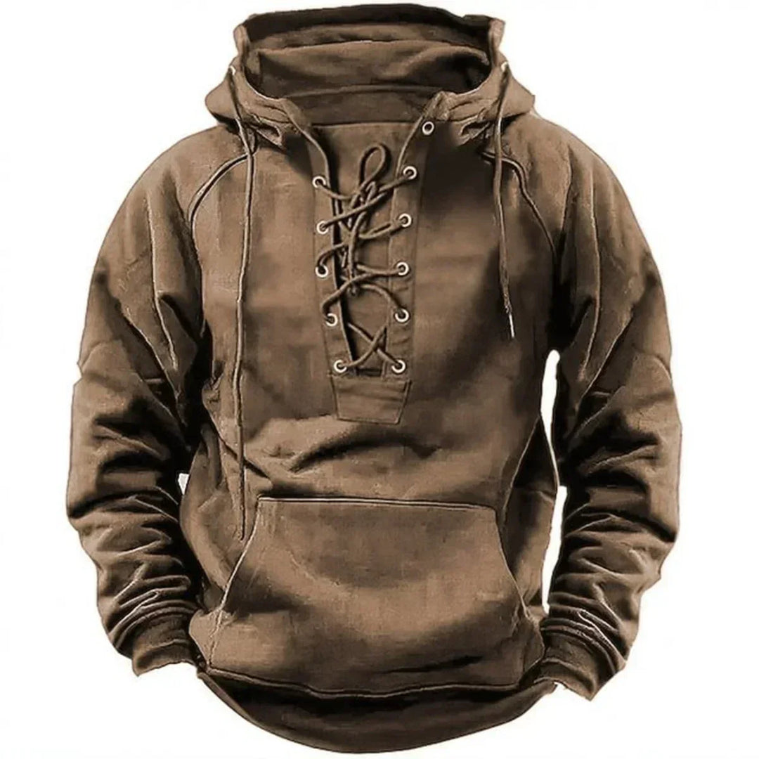 Ronan – Casual Hoodie with Lacing and Long Sleeves
