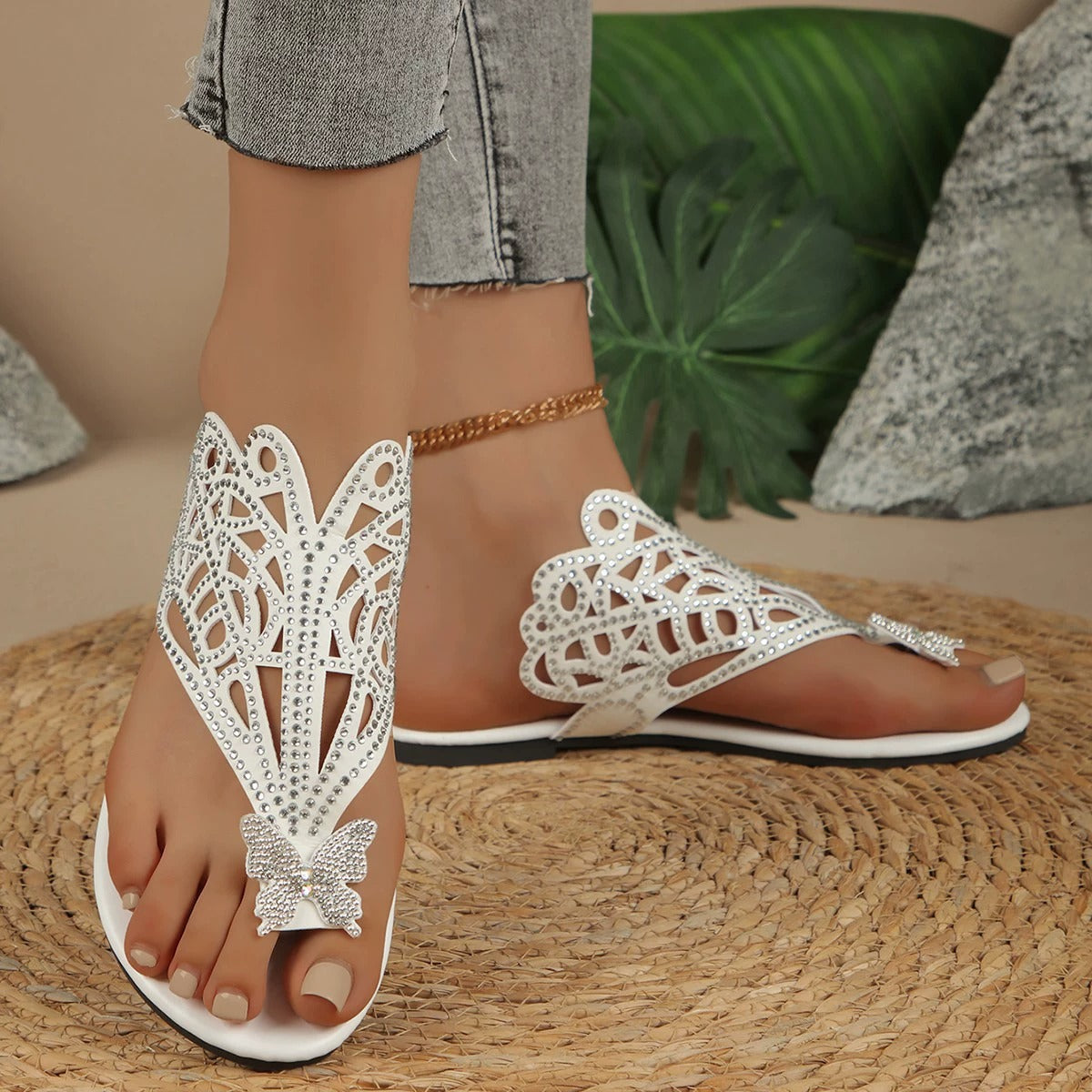 Rosalia - Stylish Leather Sandal with Butterfly Detail