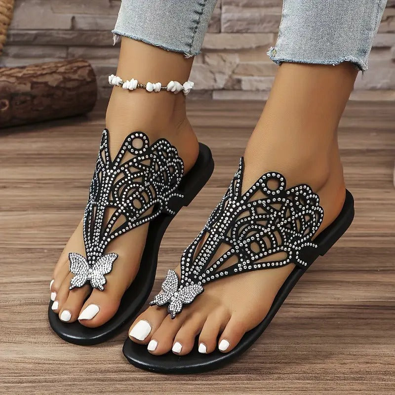 Rosalia - Stylish Leather Sandal with Butterfly Detail