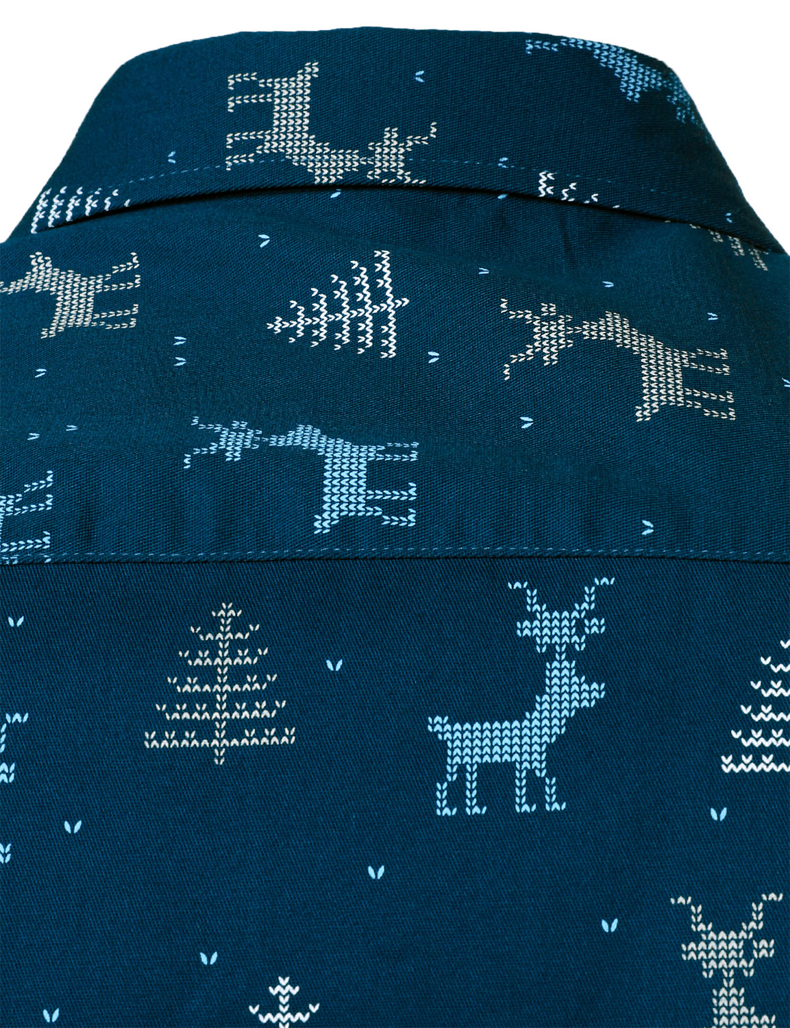 Rowan – Men's Christmas Tree Moose Print Breathable, Navy Blue Long Sleeve Shirt