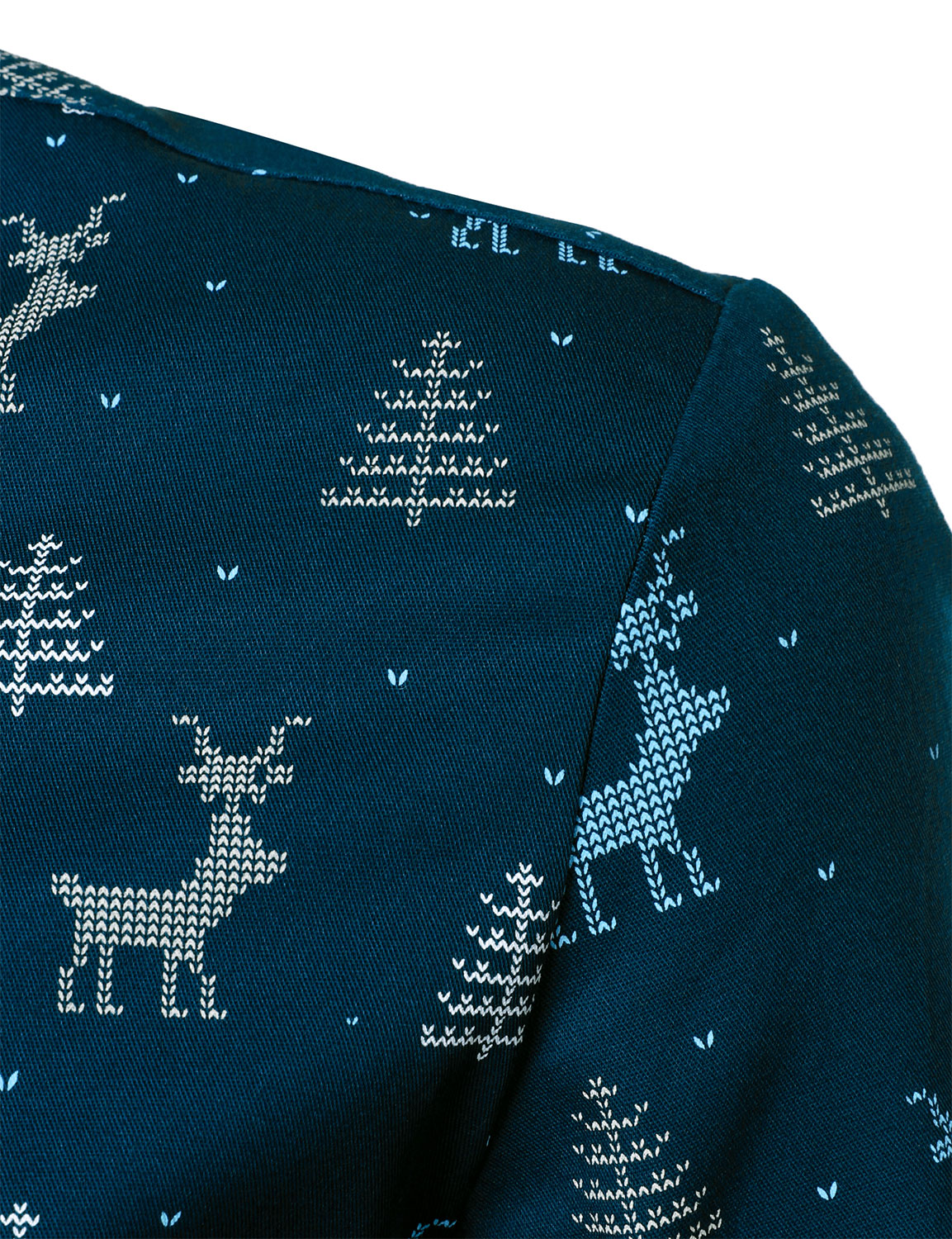 Rowan – Men's Christmas Tree Moose Print Breathable, Navy Blue Long Sleeve Shirt