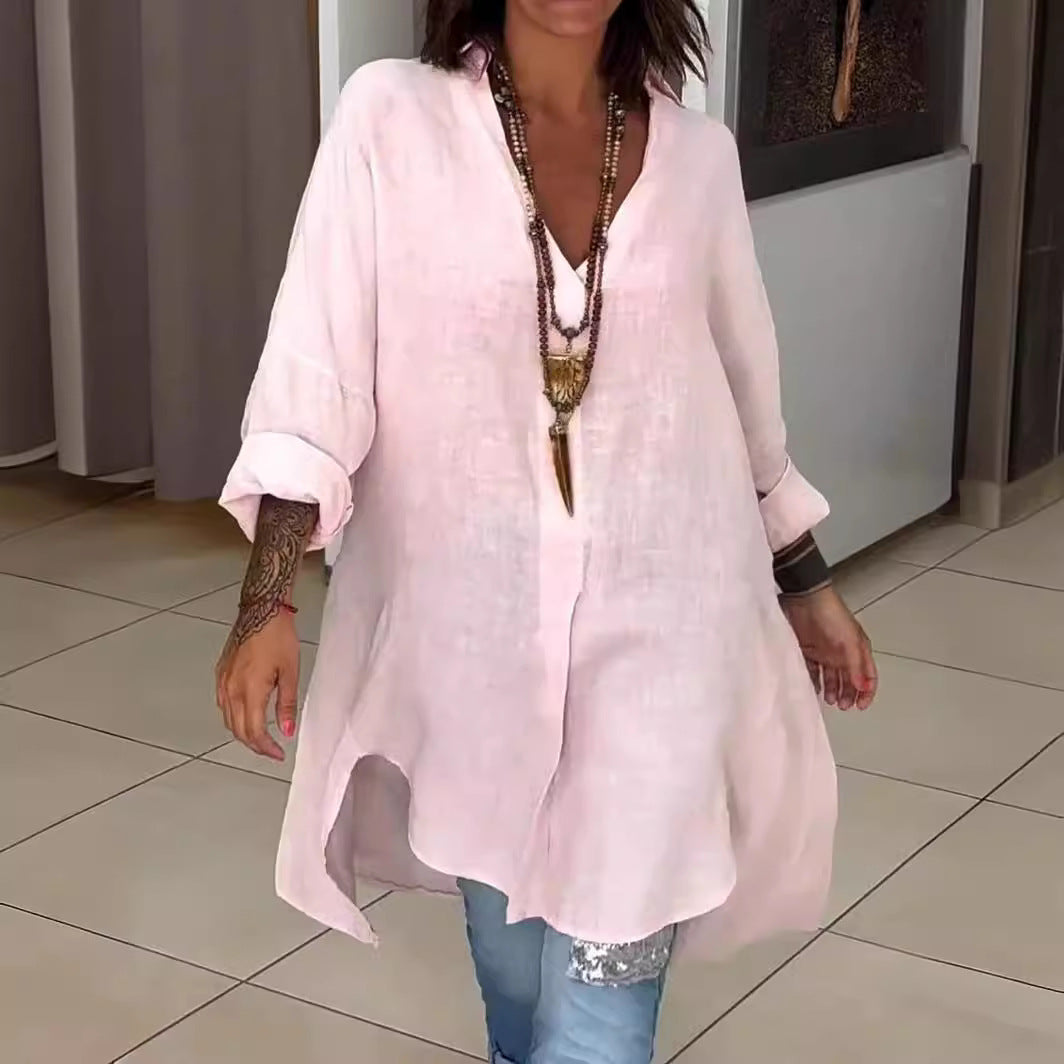 Rozalina - Stylish Shirt with V-Neck