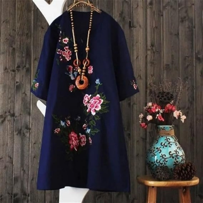 Russo - Floral Dress with Loose V-Neck