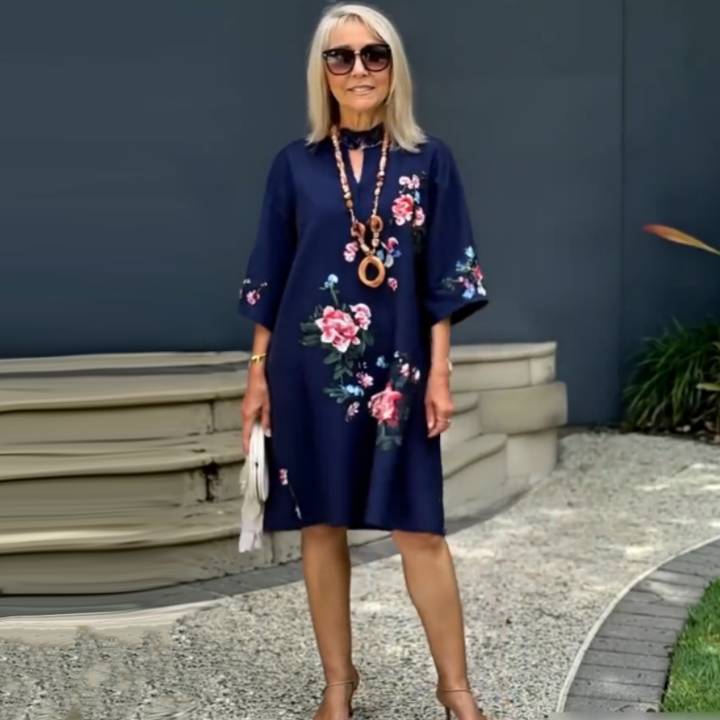 Russo - Floral Dress with Loose V-Neck