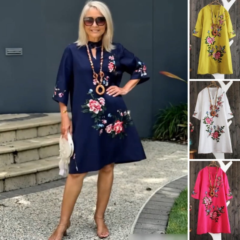Russo - Floral Dress with Loose V-Neck
