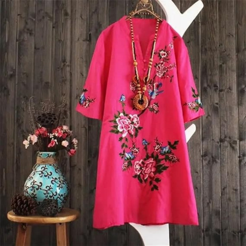 Russo - Floral Dress with Loose V-Neck