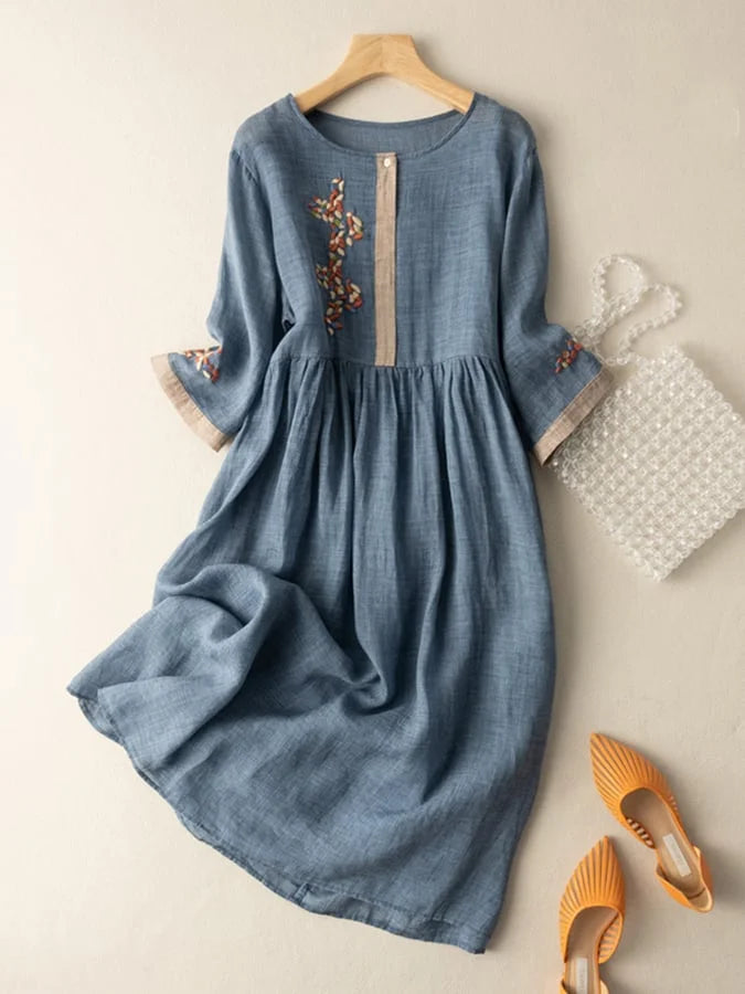 Ruth - Embroidered Dress Made of Cotton and Linen