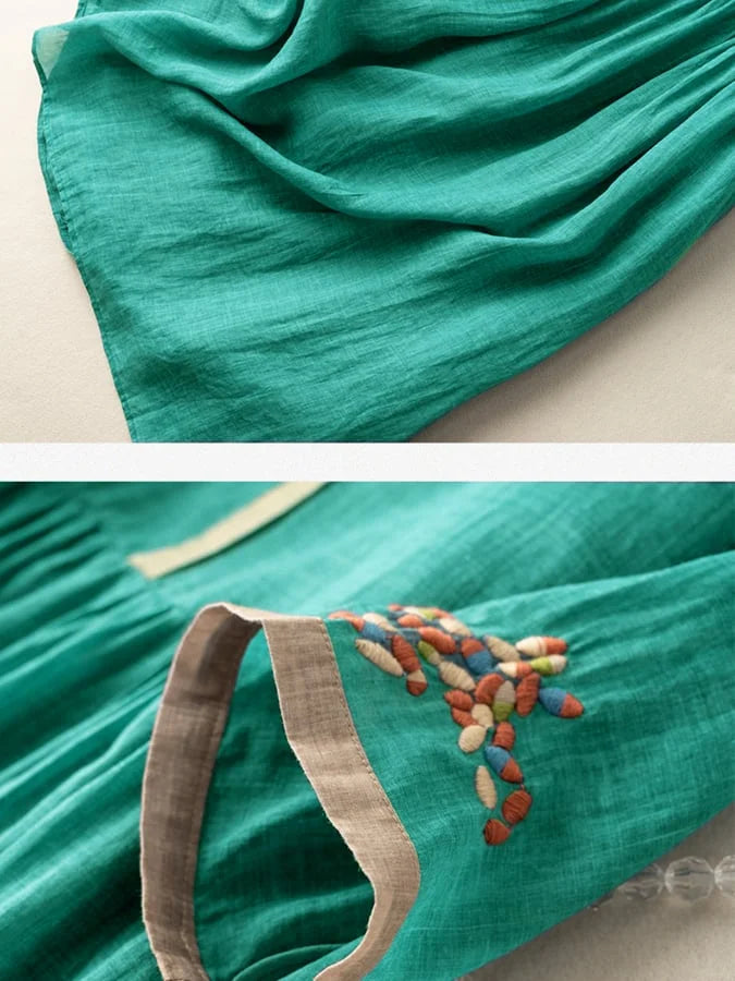 Ruth - Embroidered Dress Made of Cotton and Linen