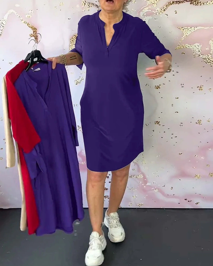 Sabela – Fashionable Simple Dress with V-Neck