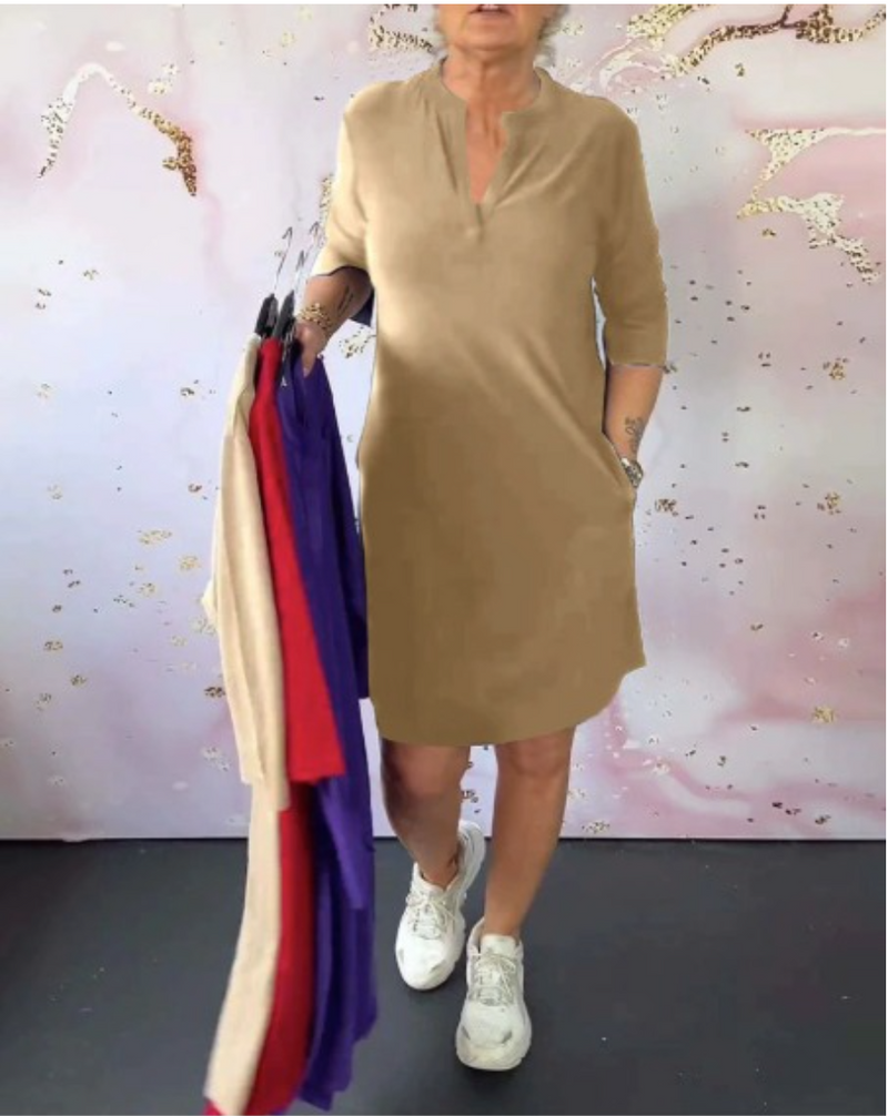 Sabela – Fashionable Simple Dress with V-Neck