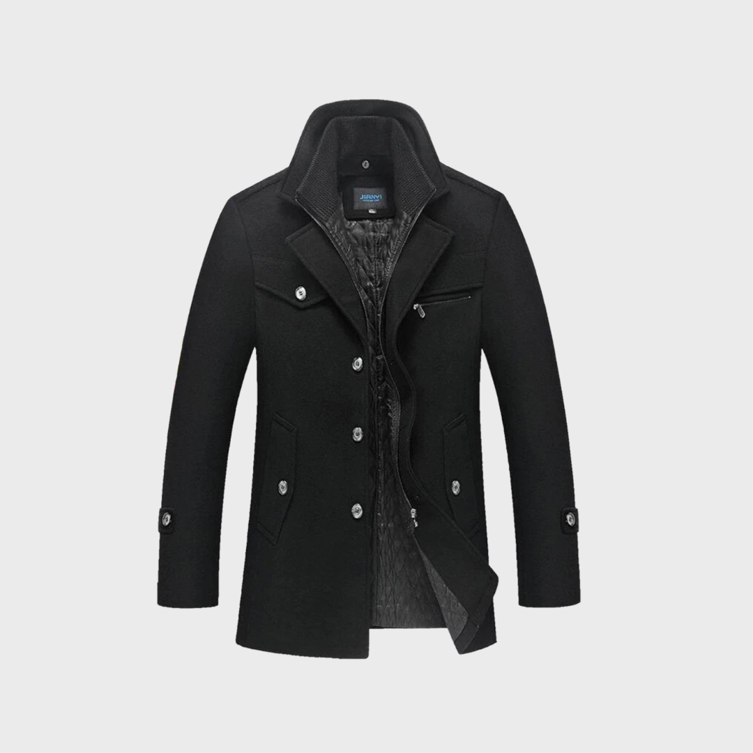 Sabron – Quilted Wool Coat with Front Zipper