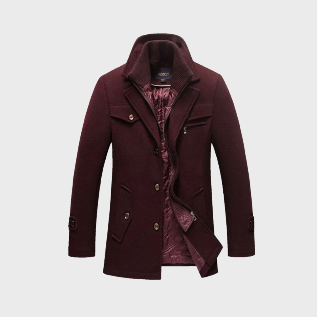 Sabron – Quilted Wool Coat with Front Zipper