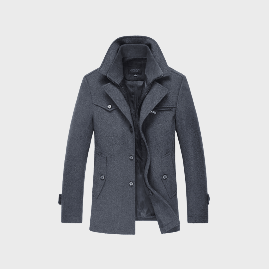 Sabron – Quilted Wool Coat with Front Zipper