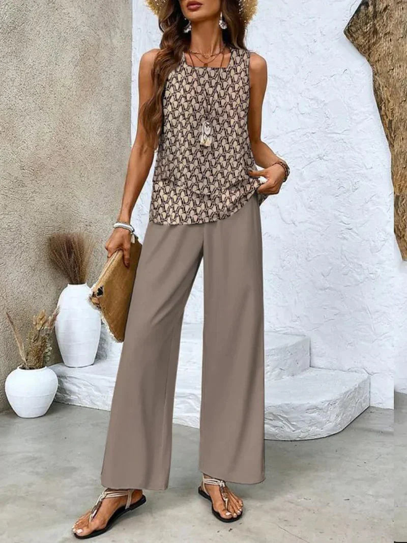 Samborska – Summer Top Without Sleeves and Wide Leg Pants