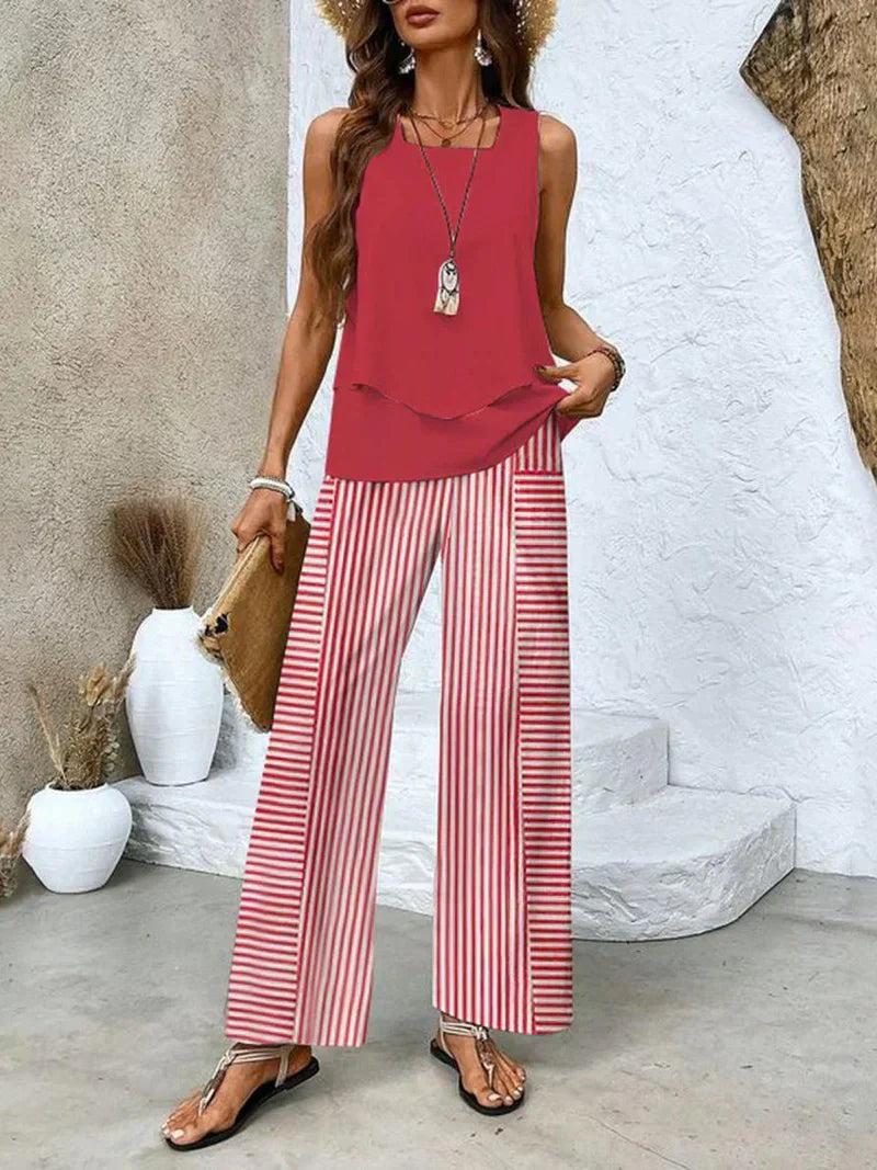 Samborska – Summer Top Without Sleeves and Wide Leg Pants