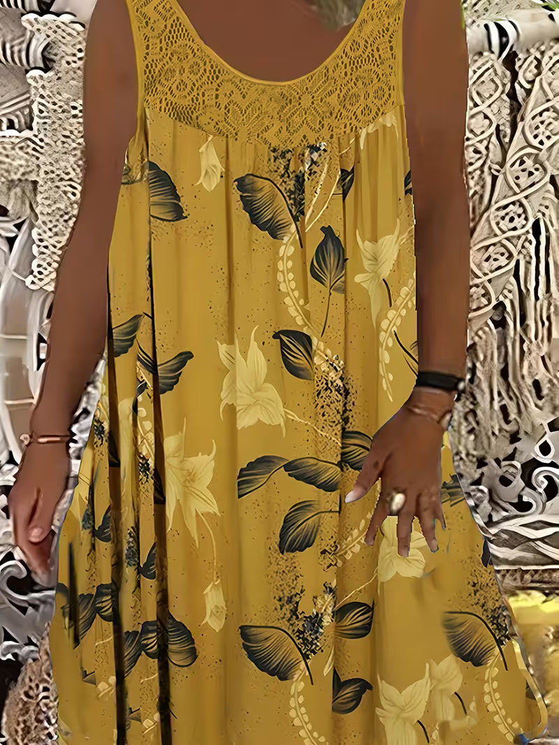 Samudri - Loose Sleeveless Maxi Dress with Round Neckline
