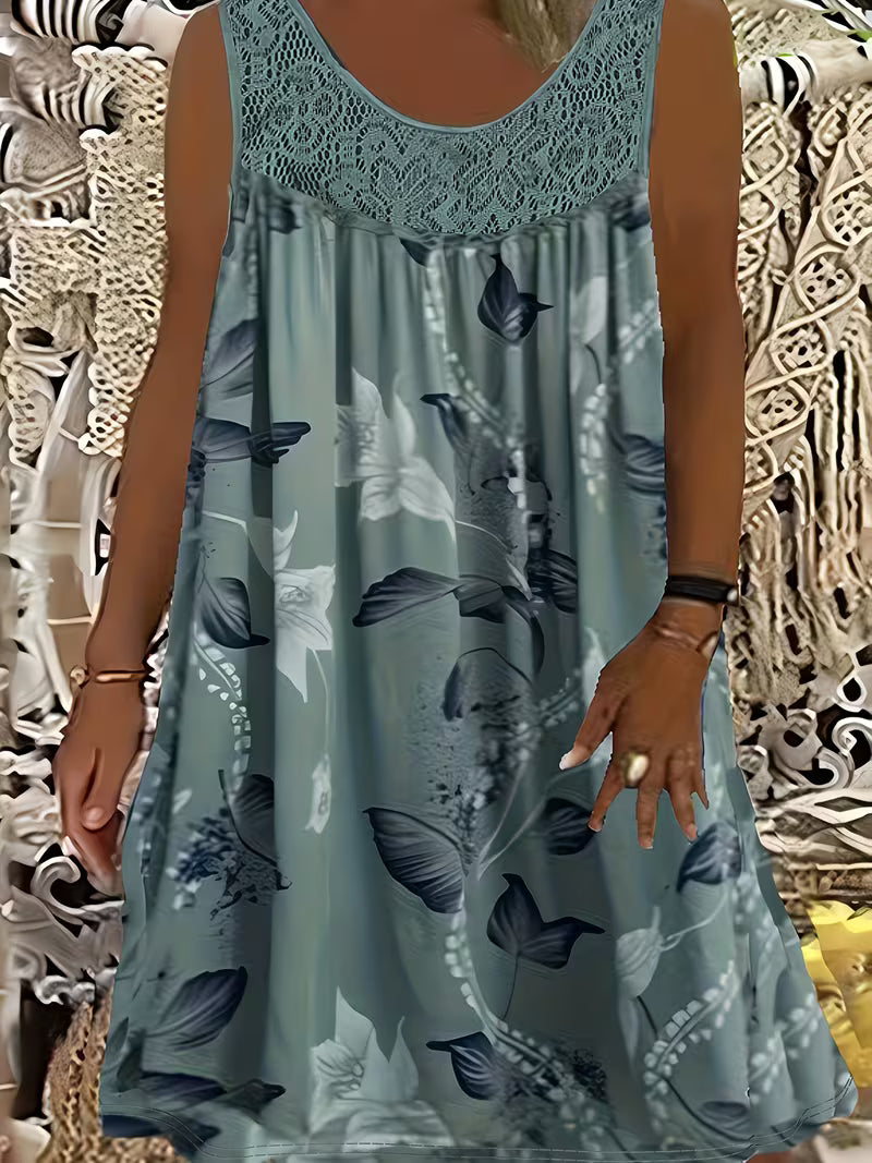 Samudri - Loose Sleeveless Maxi Dress with Round Neckline