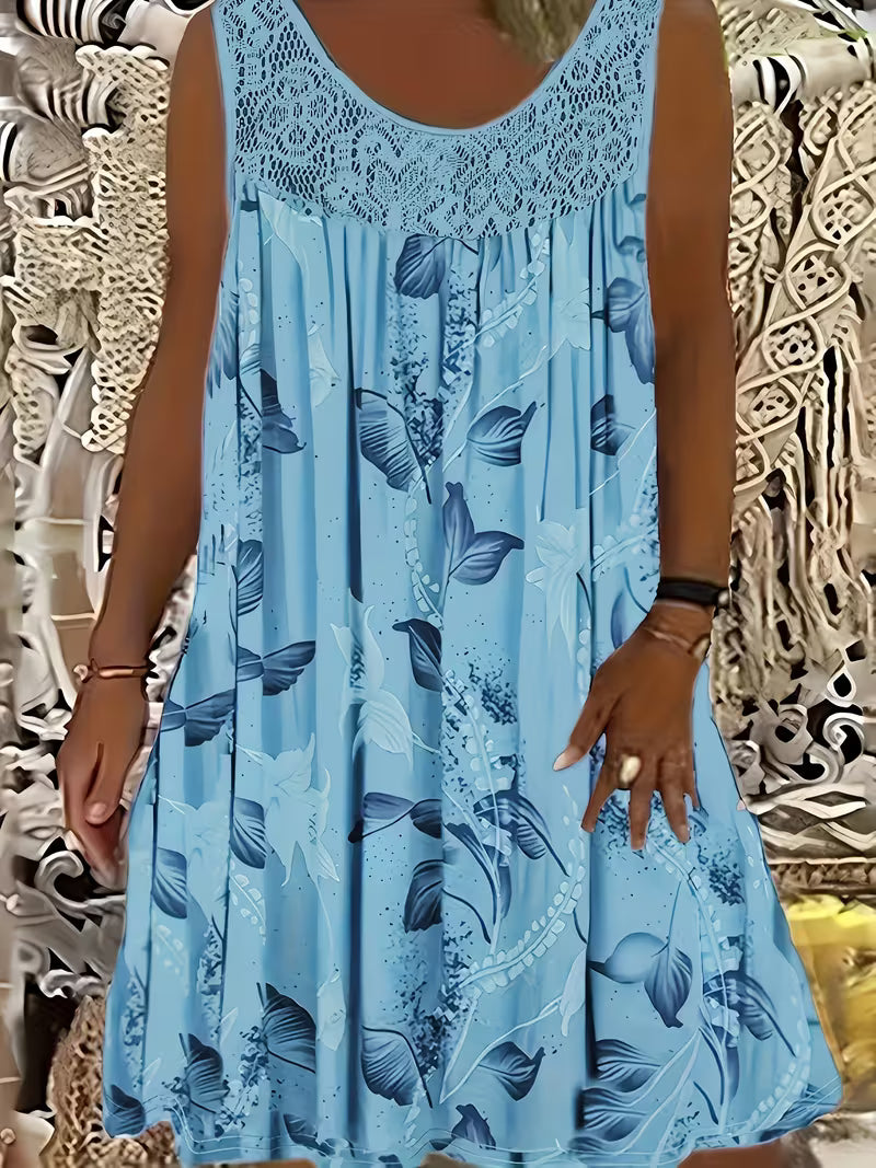 Samudri - Loose Sleeveless Maxi Dress with Round Neckline