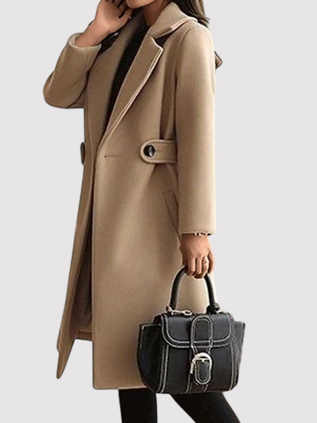 Sanne – Winter Wool Coat with Narrow Belt