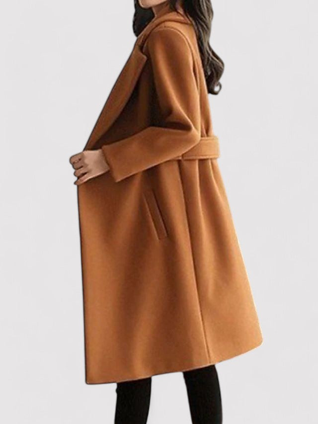 Sanne – Winter Wool Coat with Narrow Belt