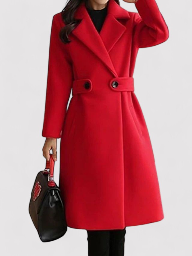 Sanne – Winter Wool Coat with Narrow Belt