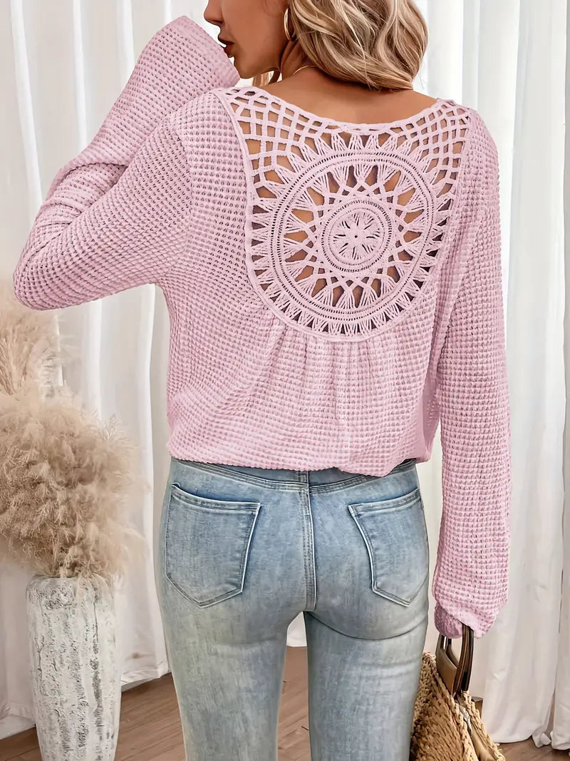 Sassa™ - Elegant Waffle V-Neck Shirt