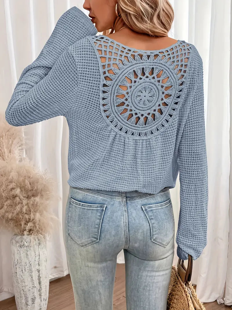 Sassa™ - Elegant Waffle V-Neck Shirt