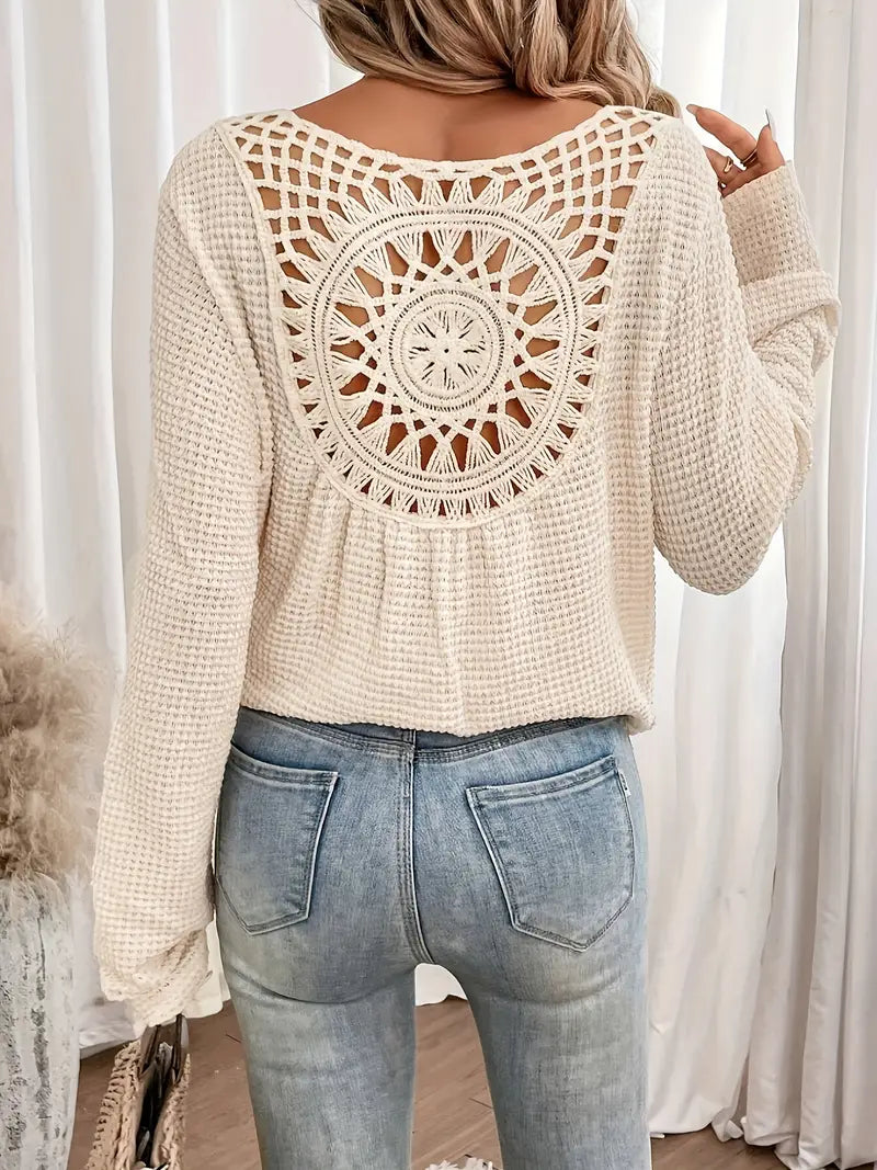Sassa™ - Elegant Waffle V-Neck Shirt