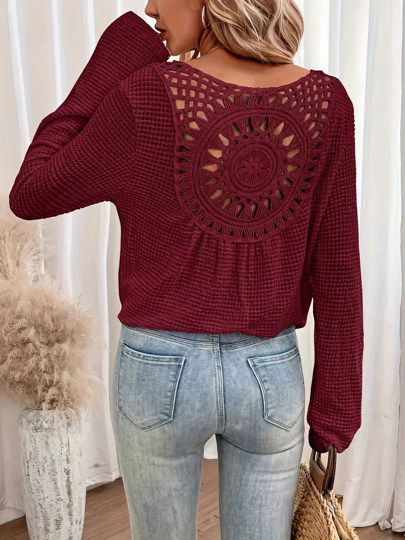 Sassa™ - Elegant Waffle V-Neck Shirt