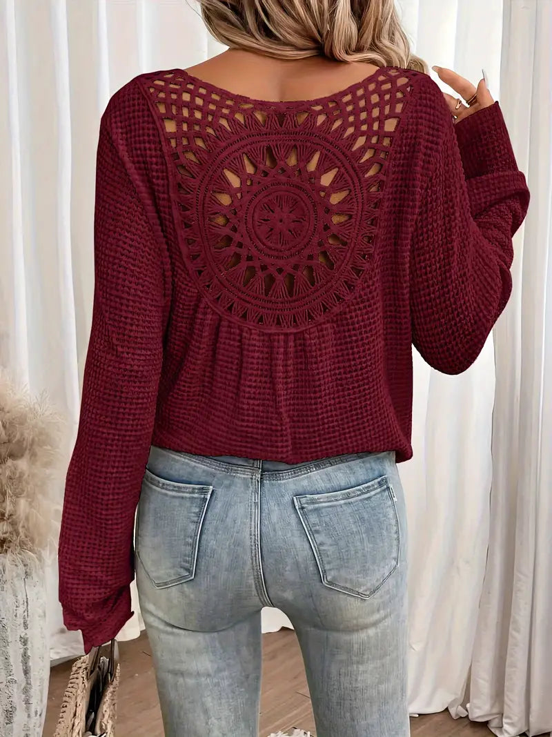 Sassa™ - Elegant Waffle V-Neck Shirt