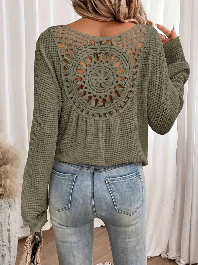 Sassa™ - Elegant Waffle V-Neck Shirt