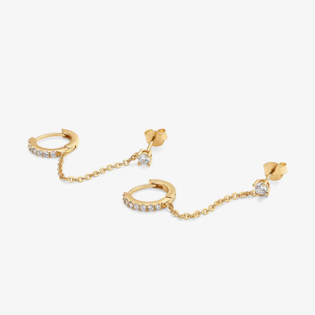 Selene CZ Chain Huggie Hoop Earrings