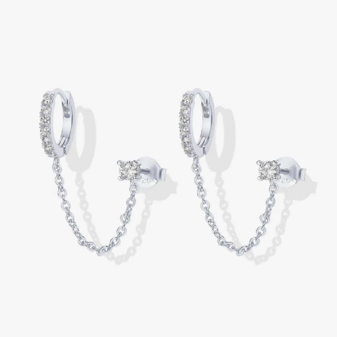 Selene CZ Chain Huggie Hoop Earrings