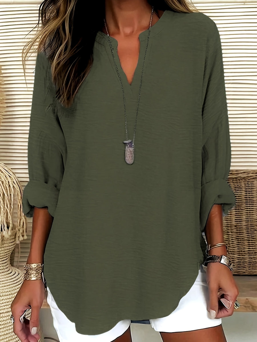 Shawna - Blouse with V-Neck and Long Sleeves