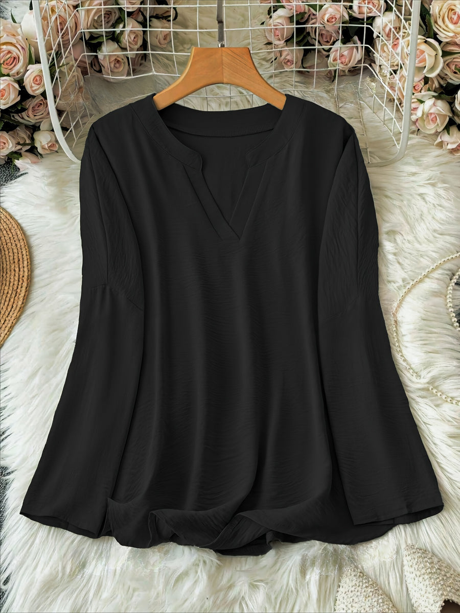 Shawna - Blouse with V-Neck and Long Sleeves