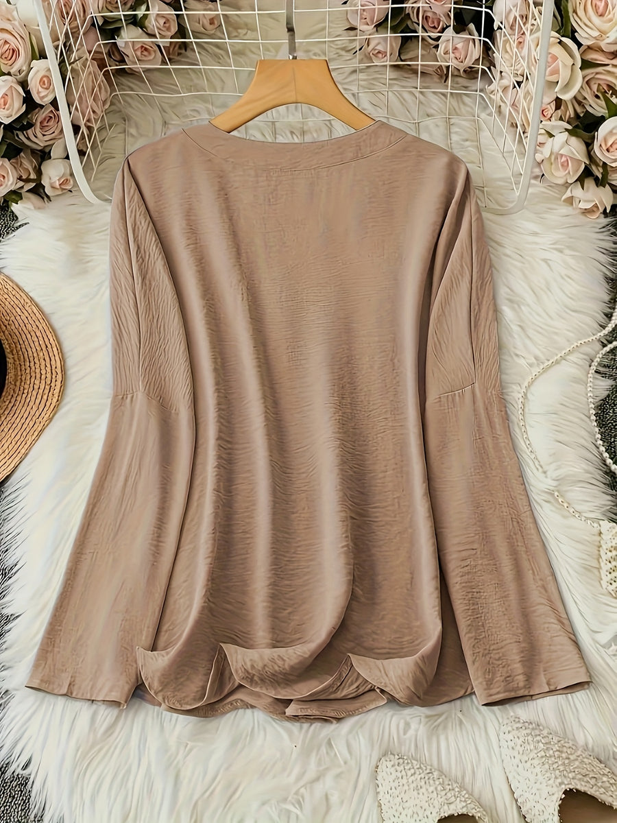Shawna - Blouse with V-Neck and Long Sleeves