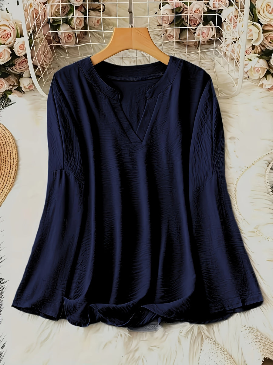 Shawna - Blouse with V-Neck and Long Sleeves