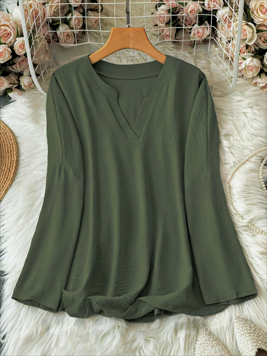 Shawna - Blouse with V-Neck and Long Sleeves