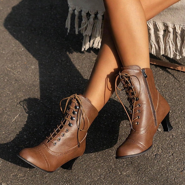 Shlomit - Classic Boot with Thick Heel and Mid-Calf Length