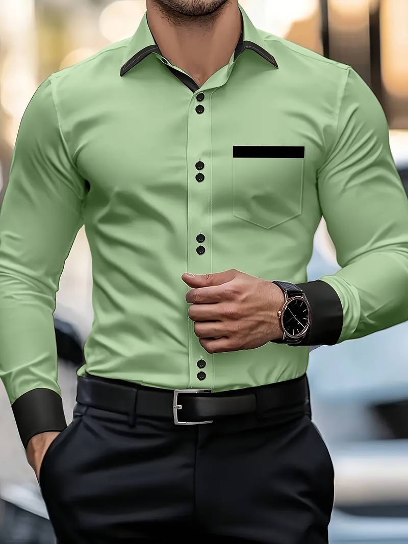 Shoval - Elegant Long Sleeve Shirt with Button Placket