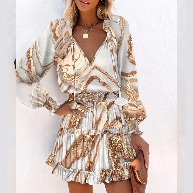 Sissel – Mini Dress with V-Neck and Ruffles