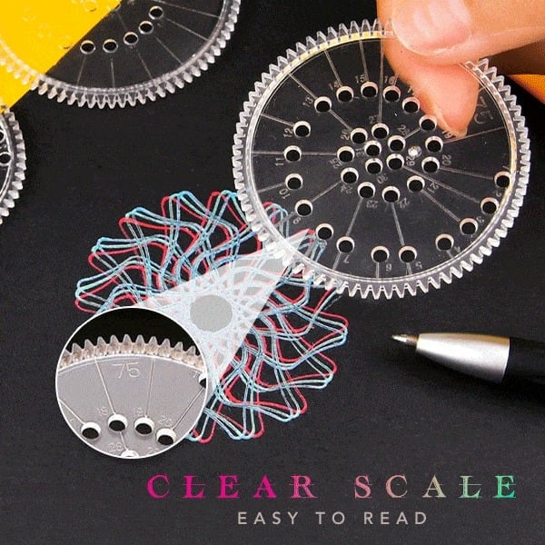 Spiral Art Clear Gear Geometric Ruler (22 PCS)
