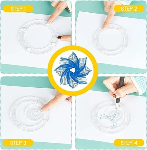 Spiral Art Clear Gear Geometric Ruler (22 PCS)